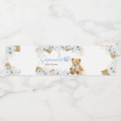 Boho Blue Beer Baby shower Waterfles Etiket (Enkel label)