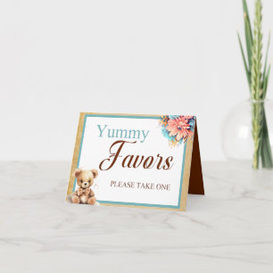 Boho Blue Beer Baby shower Yummy Favorieten Tafel Kaart