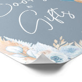 Boho Blue Beer Balloon Baby shower Boeken en gesch Poster (Hoek)