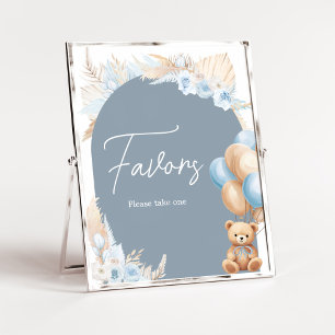 Boho Blue Beer Balloon Baby shower Favorieten Poster