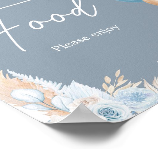 Boho Blue Beer Balloon Baby shower Voedsel Poster (Hoek)