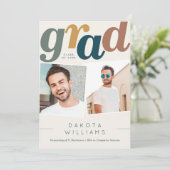 Boho Blue & Beige Afstudeerder Typografie Foto Afs Aankondiging (Staand voorkant)