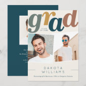 Boho Blue & Beige Afstudeerder Typografie Foto Afs Aankondiging (Voorkant / Achterkant)