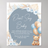 Boho Blue Beren ballon Baby shower zeg niet Baby Poster (Voorkant)