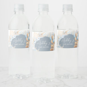 Boho Blue Beren ballon Waterfles Etiket