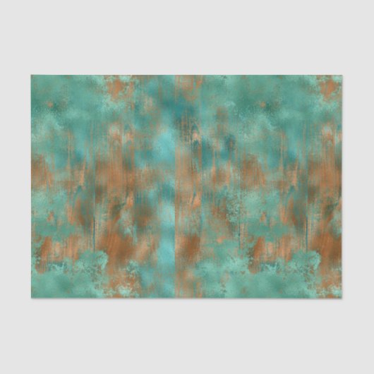 Boho Blue Blauwgroen Copper Patina Tissuepapier (Voorkant)