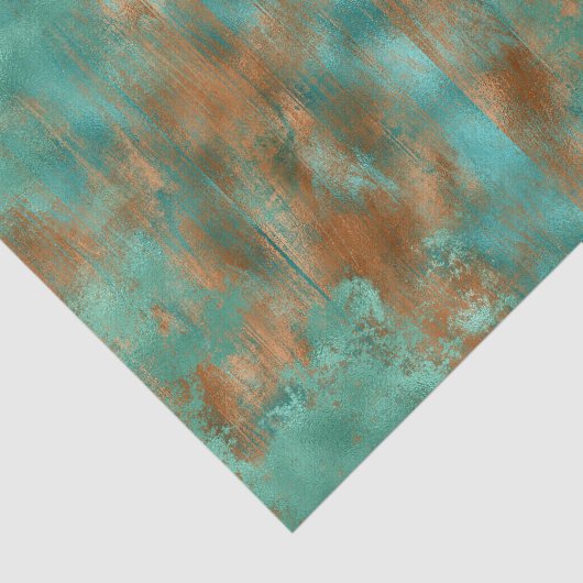 Boho Blue Blauwgroen Copper Patina Tissuepapier (Detail)