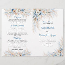 Boho Blue Bloemen en Ivoor Rozen Pampas