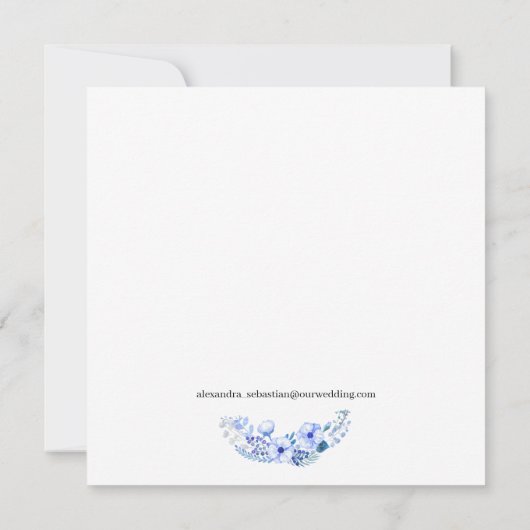 Boho Blue Bloemen Rustieke bruiloft uitnodiging (Achterkant)