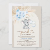 Boho Blue Bloemenboog kleine pinda Baby shower Kaart (Voorkant)