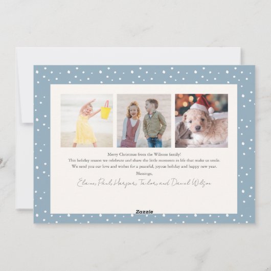 Boho Blue Botanical Arch 4 Foto van Kerstmis Feestdagenkaart (Achterkant)