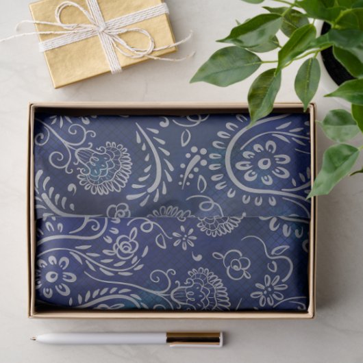 Boho Blue Botanicals Mooie Bloemen Tissuepapier (Geschenk)