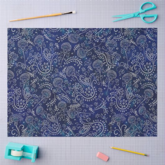 Boho Blue Botanicals Mooie Bloemen Tissuepapier (Craft)