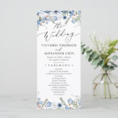 Boho Blue Botanische bruiloft programma (Staand voorkant)