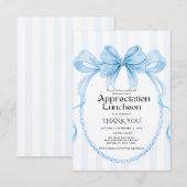 Boho blue Bow appreciation party grateful party Kaart (Voorkant / Achterkant)