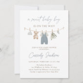 Boho Blue Boy Babykleding Baby shower Kaart (Voorkant)