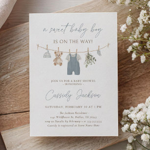 Boho Blue Boy Babykleding Baby shower Kaart