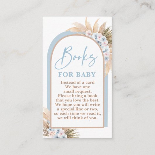 Boho Blue Boy Pampas Grass Boeken voor Baby Kaart (Voorkant)