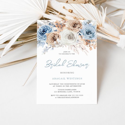 Boho Blue Bridal: Bohemian Floral Vrijgezellenfees Kaart