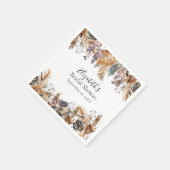 Boho Blue Brown Botanical Palm vertrekt Pampas Gra Servet (Hoek)