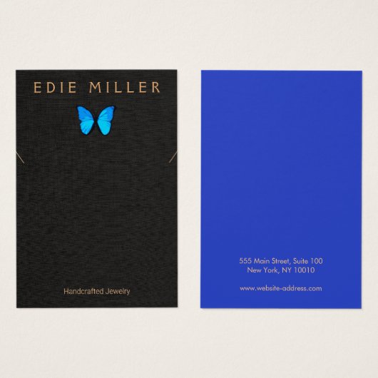 Boho Blue Butterfly Ketting Bracelet Display Card Visitekaartje (Voorkant /achterkant)
