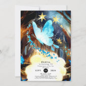 Boho Blue Butterfly Verjaardag Kaart (Voorkant)