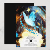 Boho Blue Butterfly Verjaardag Kaart (Voorkant / Achterkant)