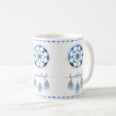 Boho Blue Celestial Mandala Drocatcher Monogram Koffiemok (Voorkant rechts)