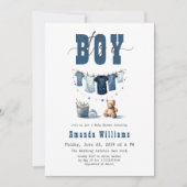 Boho Blue Clothesline Sweet is een Baby shower voo Kaart (Voorkant)