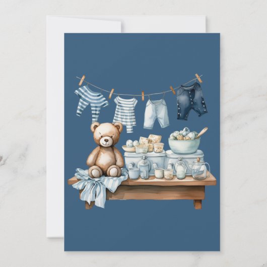 Boho Blue Clothesline Sweet is een Baby shower voo Kaart (Achterkant)