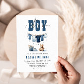 Boho Blue Clothesline Sweet is een Baby shower voo Kaart