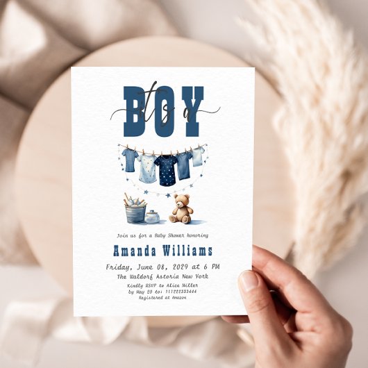 Boho Blue Clothesline Sweet is een Baby shower voo Kaart
