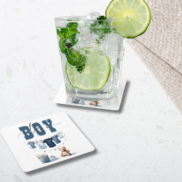 Boho Blue Clothesline Sweet is een Baby shower voo Kartonnen Onderzetters