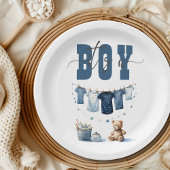 Boho Blue Clothesline Sweet is een Baby shower voo Papieren Bordje