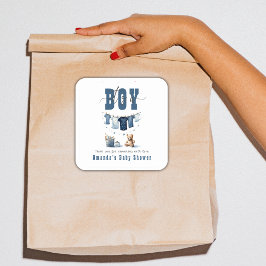 Boho Blue Clothesline Sweet is een Baby shower voo Vierkante Sticker