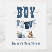 Boho Blue Clothesline Sweet is een Baby shower voo Wijn Etiket (Enkel label)