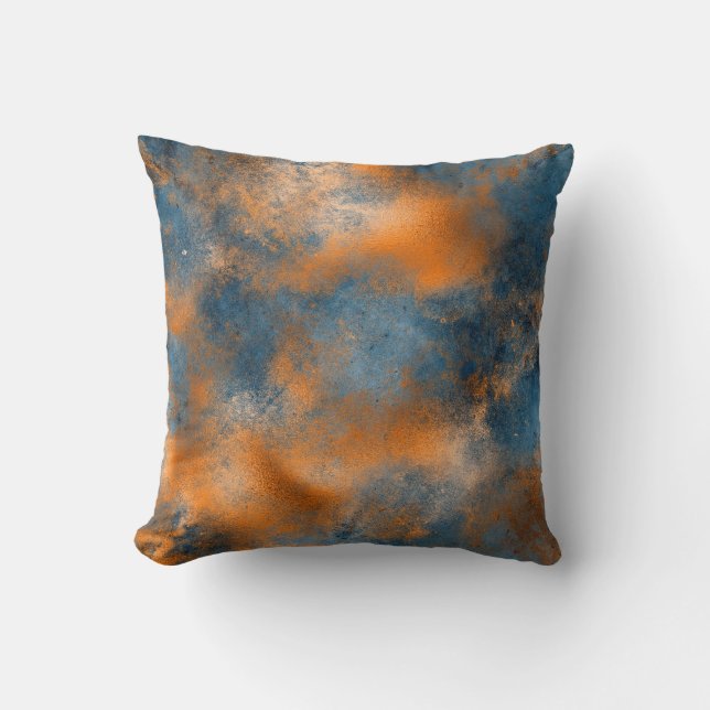 Boho Blue Copper Graphic Abstract Kussen (Voorkant)