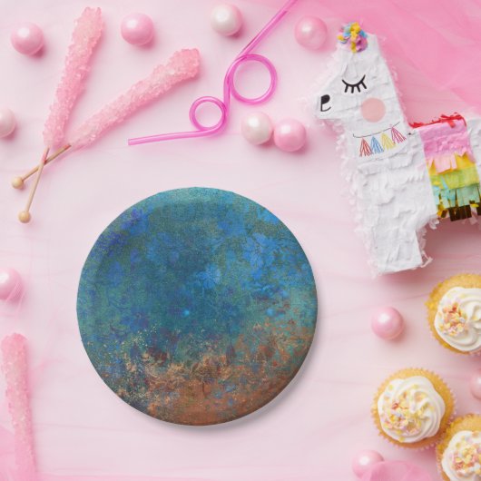 Boho Blue Copper Rustic Papieren Bordje (Feest)