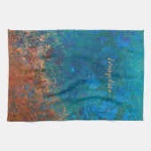 Boho Blue Copper Rustic Theedoek (Horizontaal)