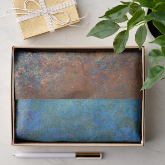 Boho Blue Copper Rustic Tissuepapier (Geschenk)