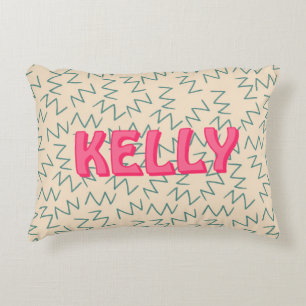 Boho Blue Cream Pink Zig Zag Ikat-geïnspireerd pat Accent Kussen
