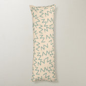 Boho Blue Cream Zig Zag Stijlvol Lichaamskussen (Achterkant (Verticaal))