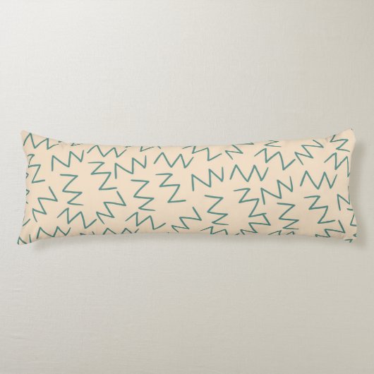 Boho Blue Cream Zig Zag Stijlvol Lichaamskussen (Voorkant)