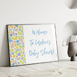 Boho Blue Ditsy Floral Custom Baby shower Welkom Poster<br><div class="desc">Boho Blue Yellow Ditsy Floral Custom Baby shower Welkomstbord Poster</div>