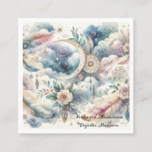 Boho Blue Dreamcatcher Psychische Lezen Logo Vierkante Visitekaartje