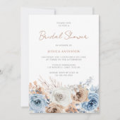 Boho Blue Dusty Blue Bohemian Floral Vrijgezellenf Kaart (Voorkant)