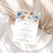 Boho Blue Dusty Blue Bohemian Floral Wedding Menu