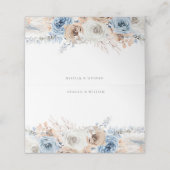 Boho Blue: Dusty Blue Bohemian Floral Wedding Plaatskaartje (Buitenkant ongevouwen)
