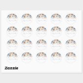 Boho Blue: Dusty Blue Bohemian Floral Wedding Ronde Sticker (Vel)