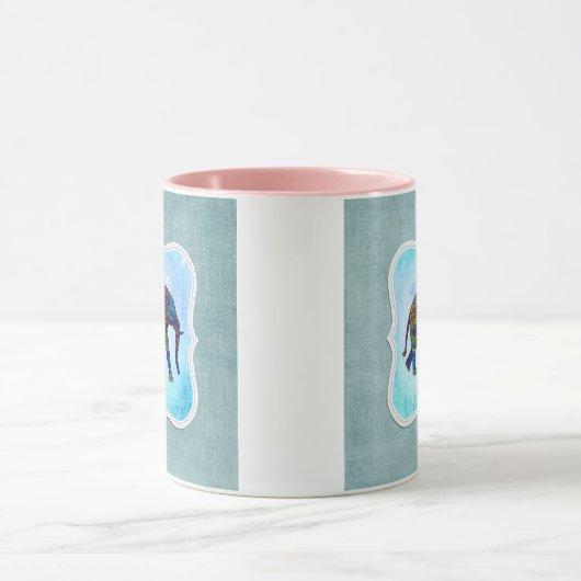 Boho Blue Elephant Mok (Midden)